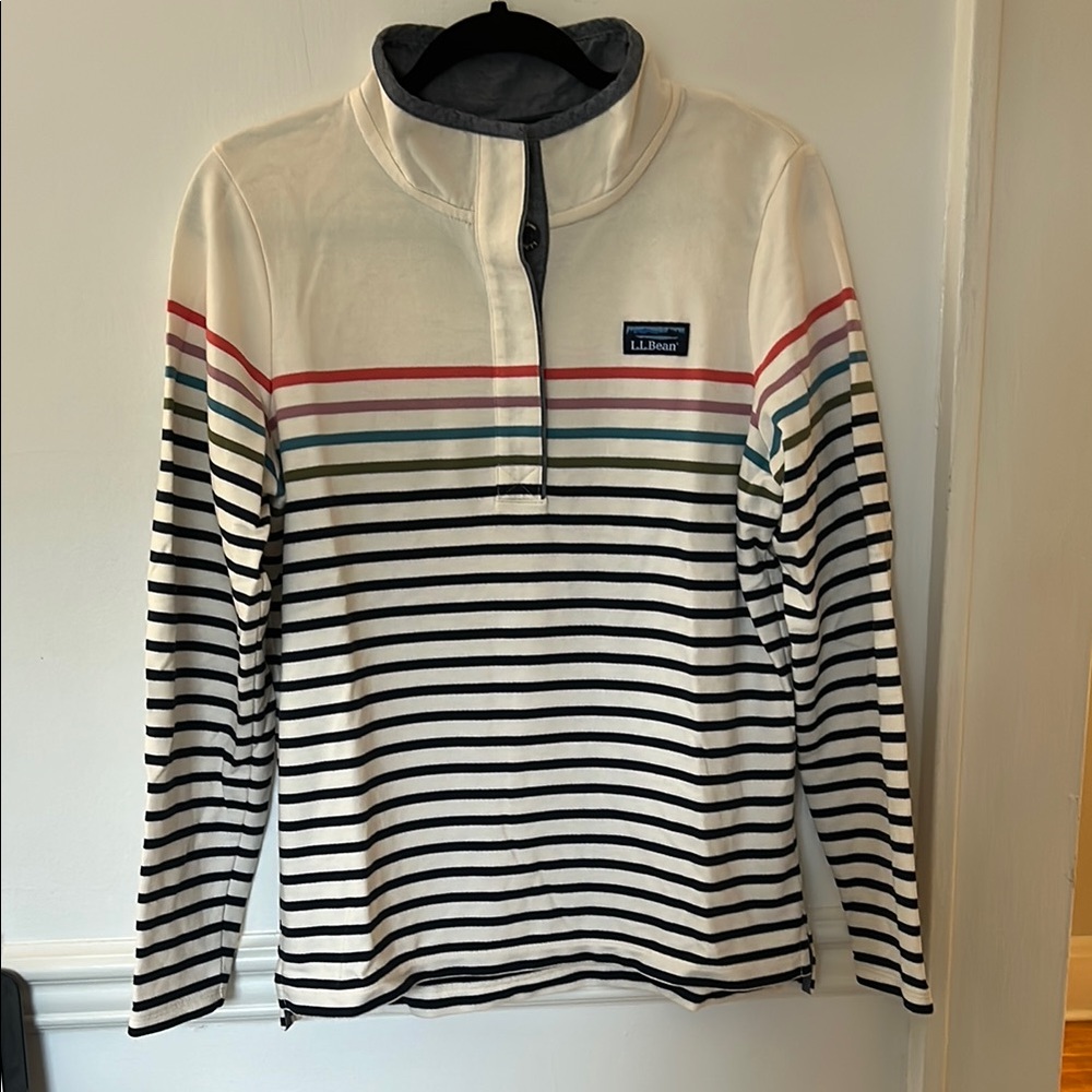 L.L. Bean Multicolor Striped Half-Zip Pullover